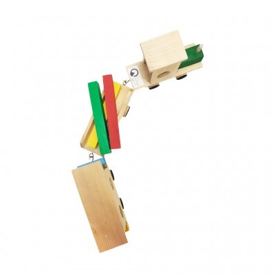 Brinquedo de comboio em madeira com cores vibrantes