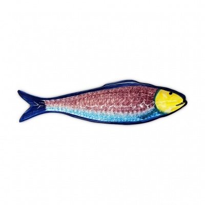 Prato decorativo em forma de peixe colorido