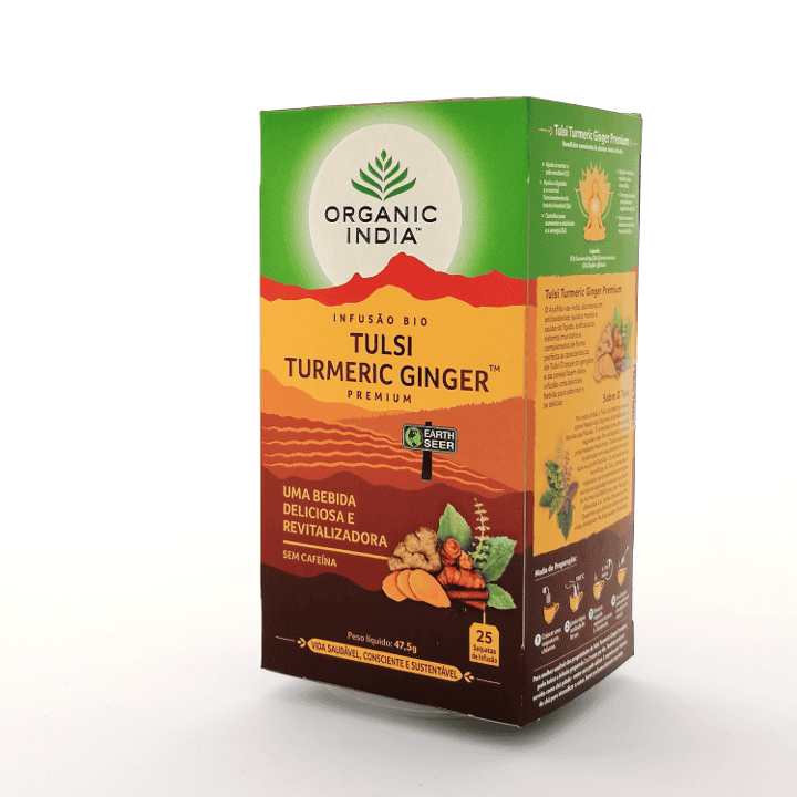 Infus&#x00E3;o&#x20;Bio&#x20;Tulsi&#x20;Turmeric&#x20;Ginger&#x20;-&#x20;25&#x20;Saquetas&#x20;Organic&#x20;India