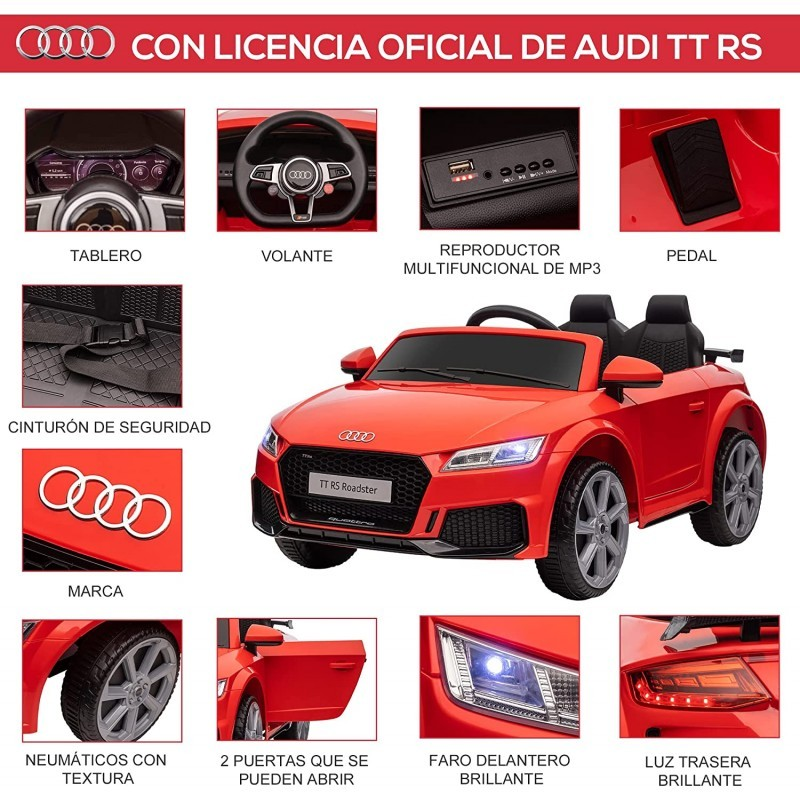 Carro elétrico 12V Audi TT RS Premium vermelho