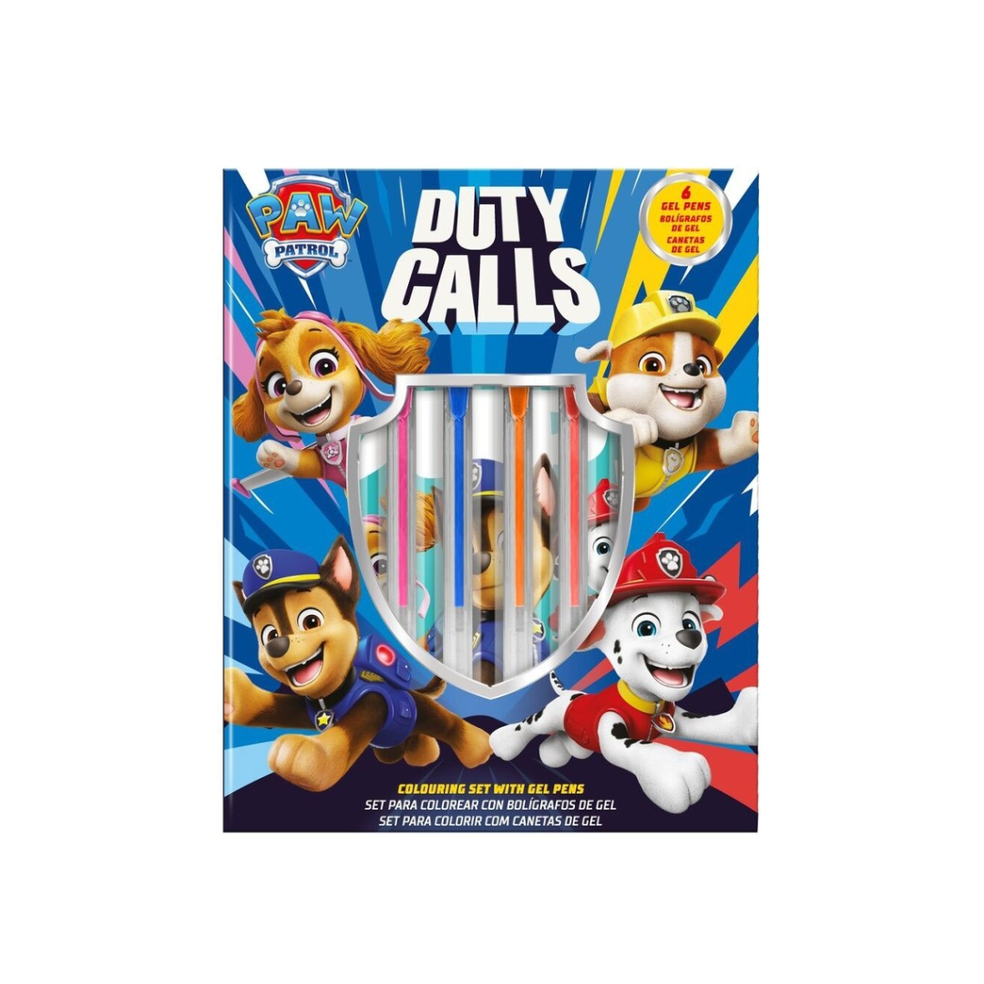 Conjunto para colorir e escrever c/ canetas de gel Patrulha Pata