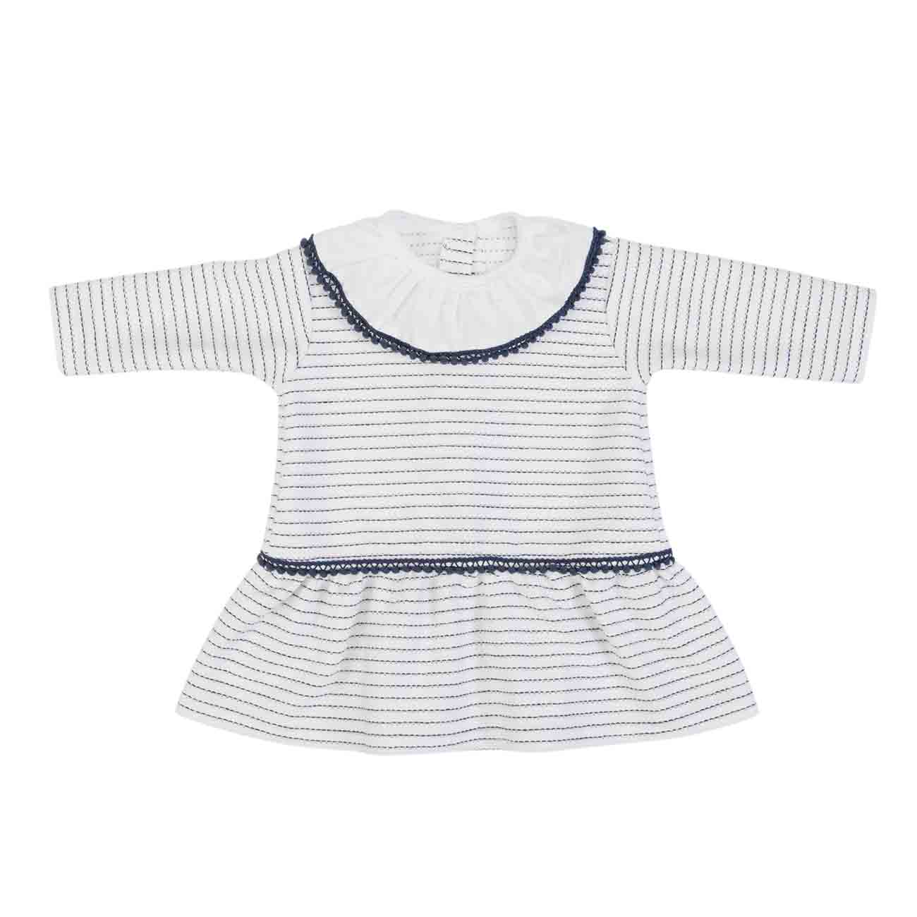 Vestido listrado azul com gola 3-9 meses