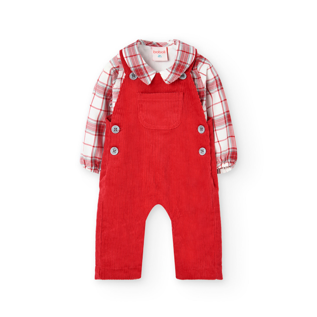 Conjunto jardineira e camisa xadrez 1-24 meses