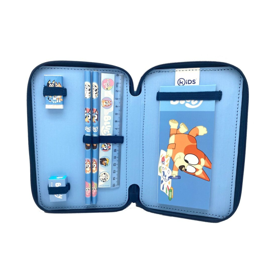 Estojo duplo com material escolar Bluey