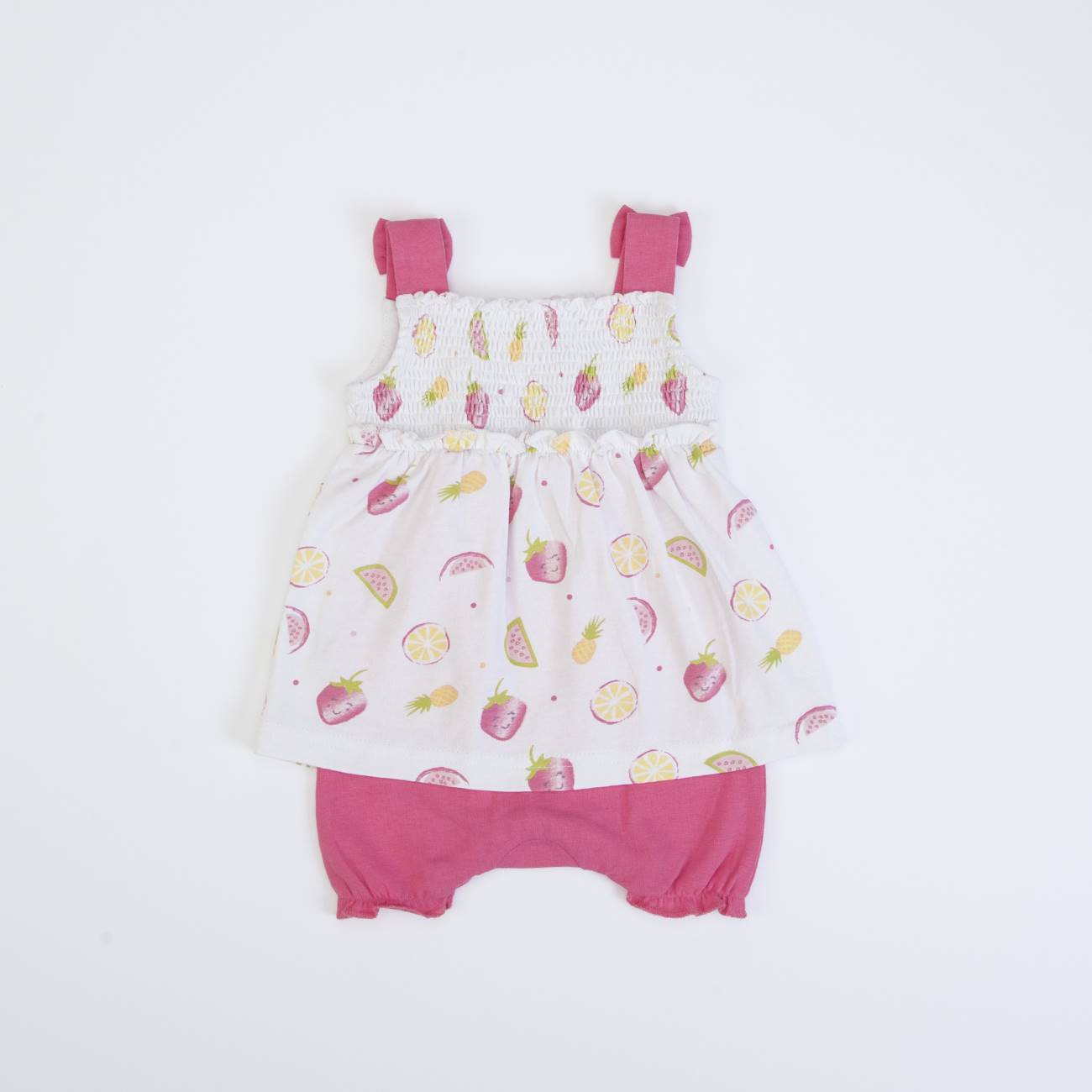 Macacão vestido orgânico Frutas 9-12 meses