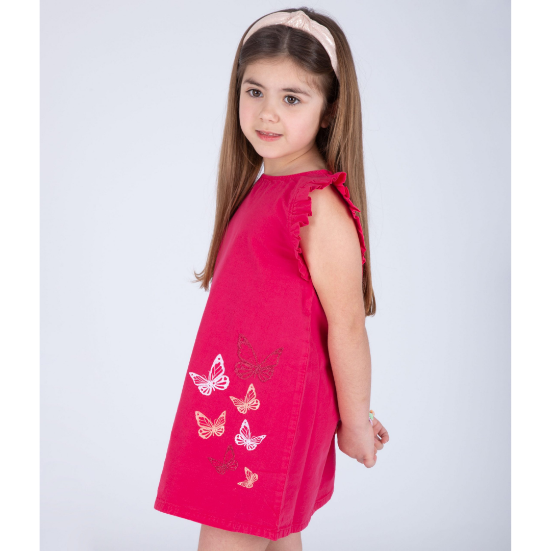 Vestido Butterfly rosa 4-8 anos