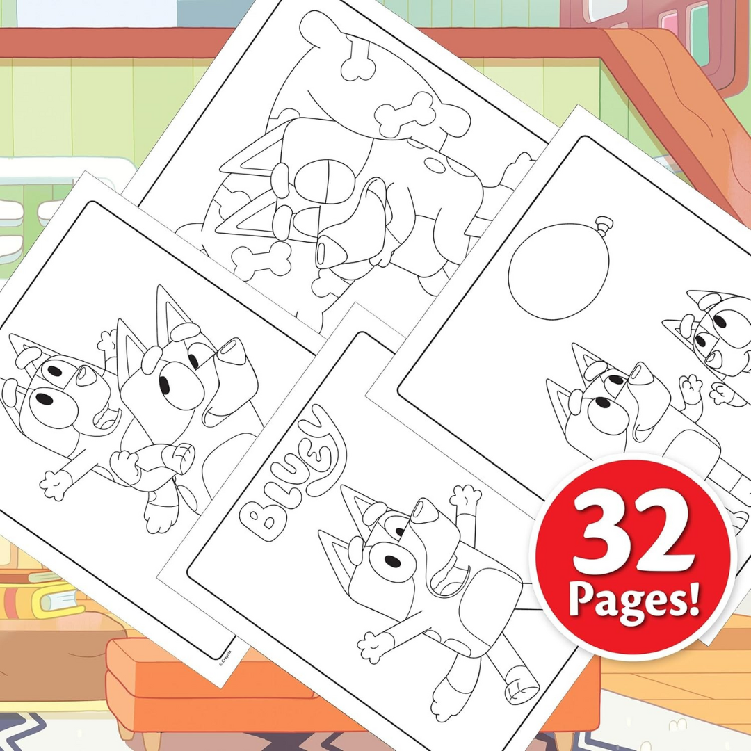 Livro de colorir Bluey com autoculantes