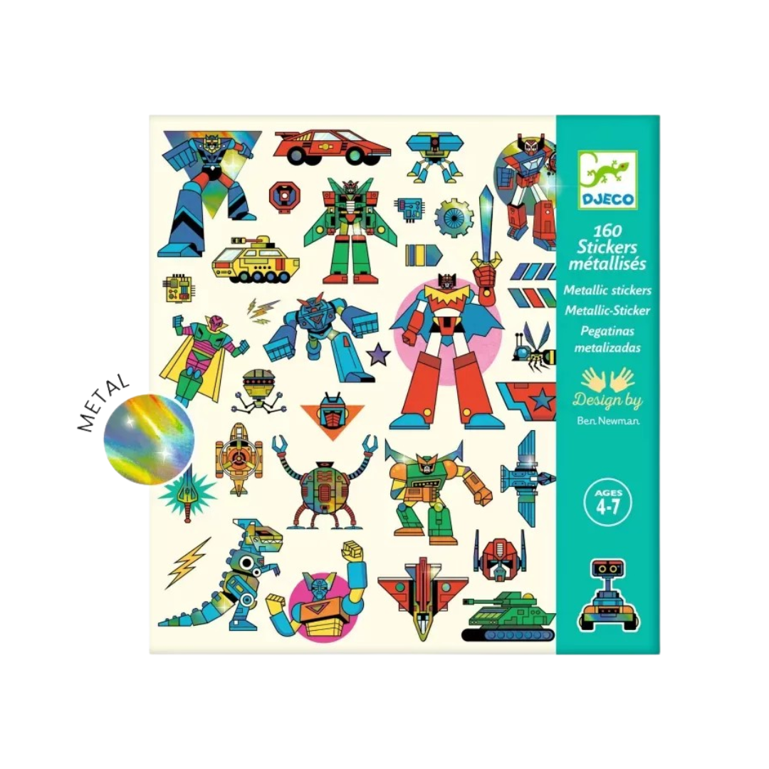 Robots - 160 Autocolantes metalizados