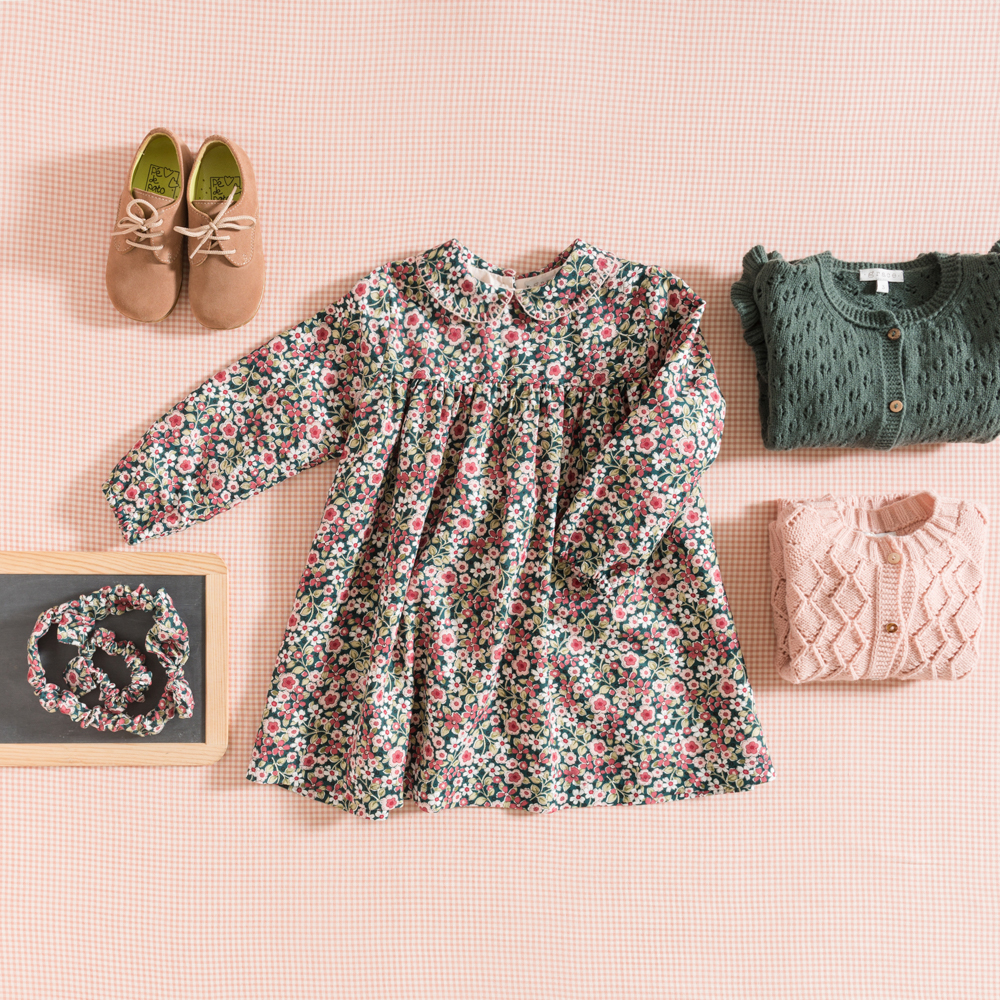 Vestido Marsala rose flowers 2-6 anos