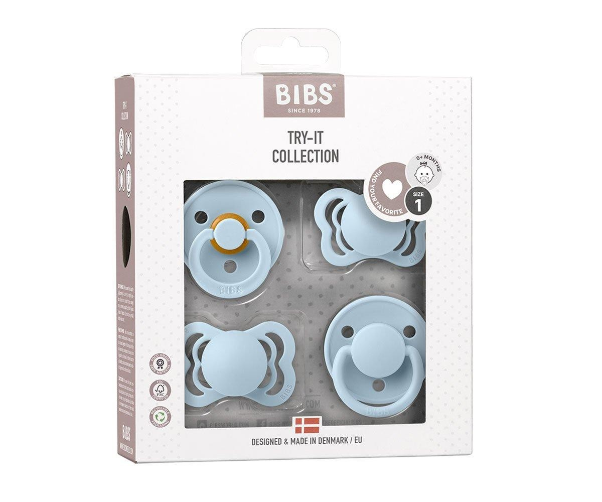 Pack 4 chupetas BIBS Try-it Blue 0-6 meses