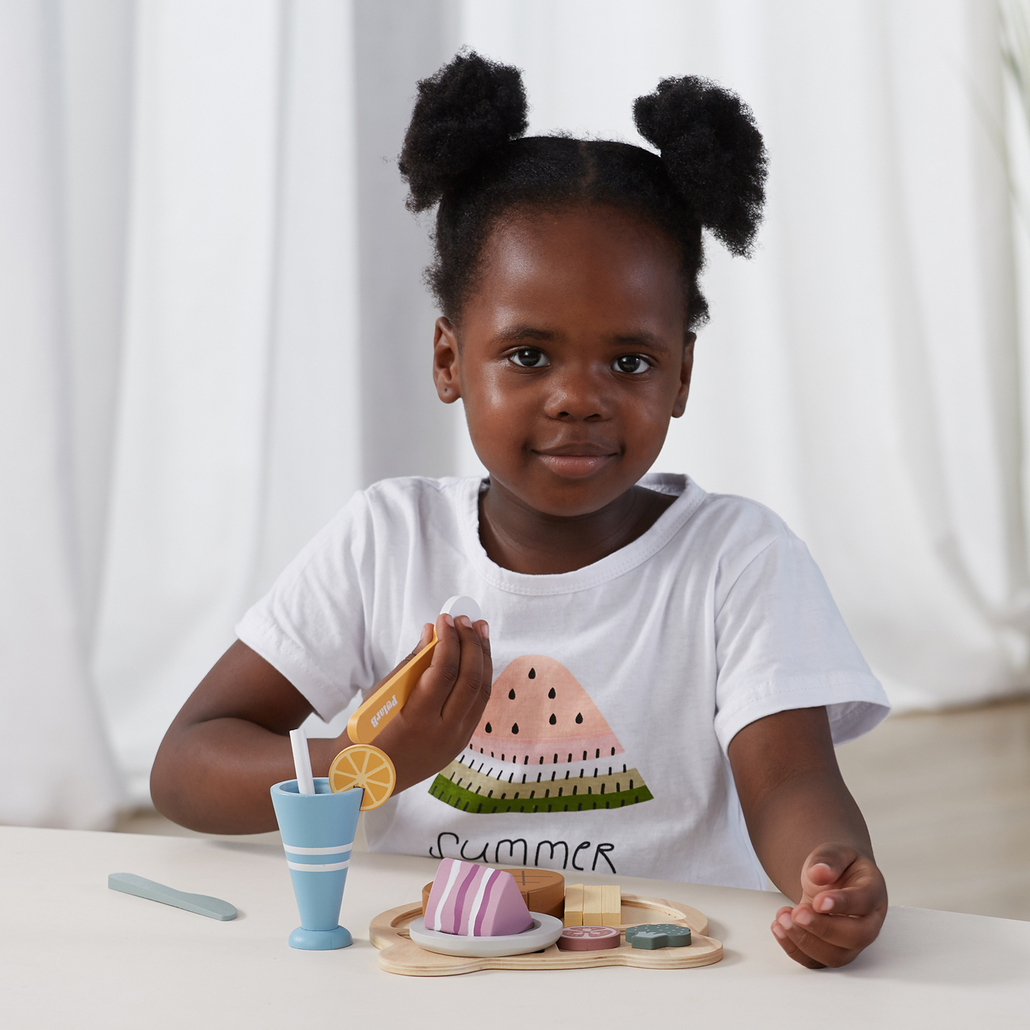 Conjunto de almoço em madeira