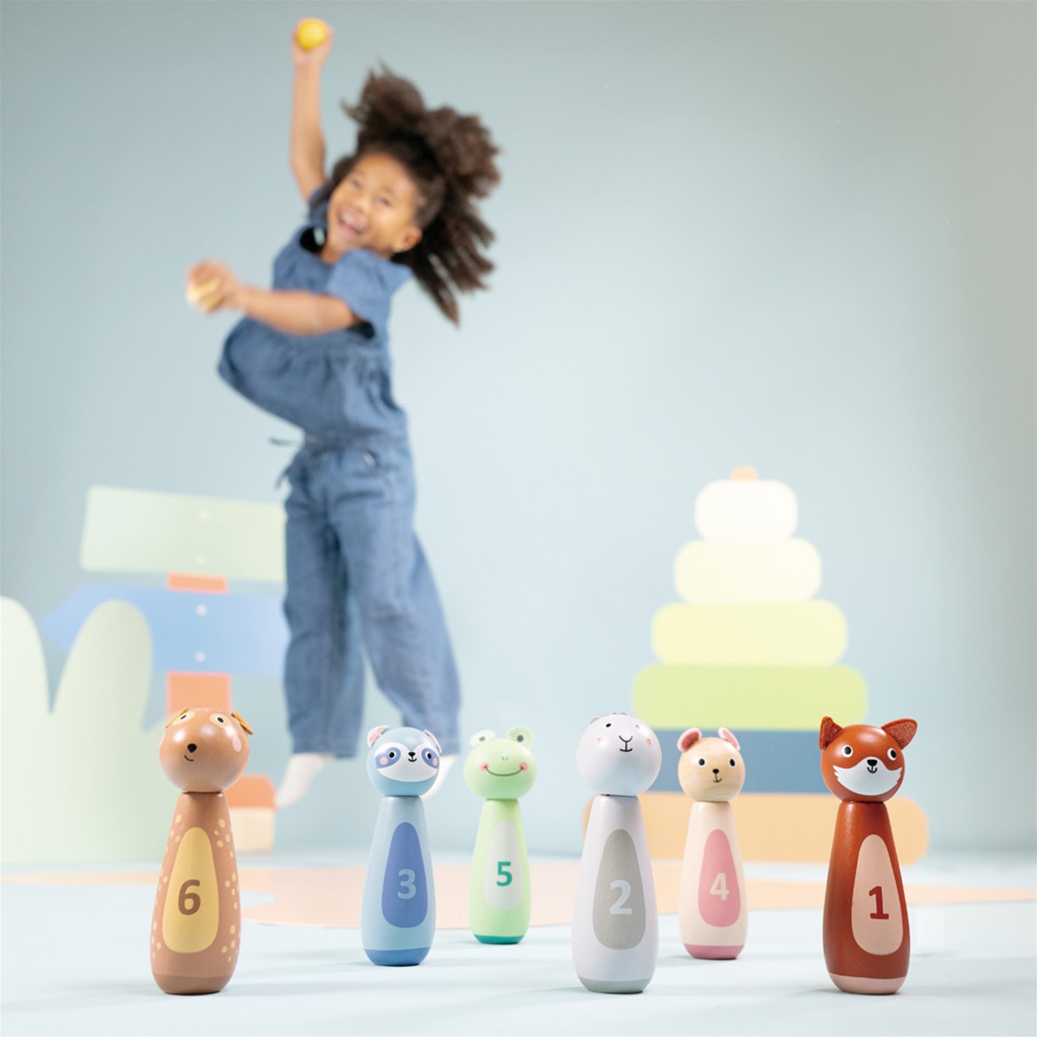 Jogo Bowling de Animais em madeira