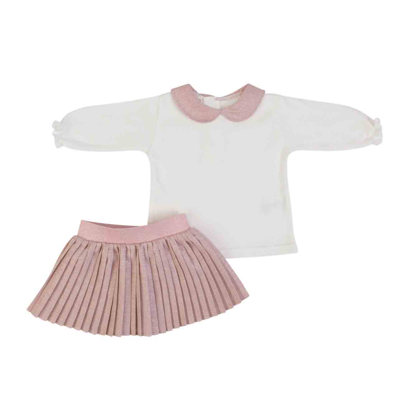 Camisola com gola e saia rosa 6-12 meses