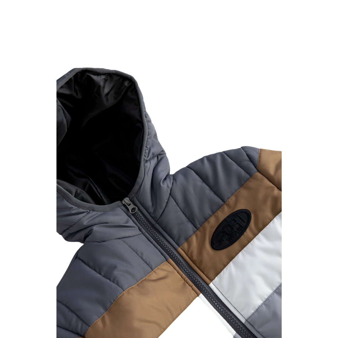 Casaco acolchoado com capuz Cinzento / Castanho 6-16 anos