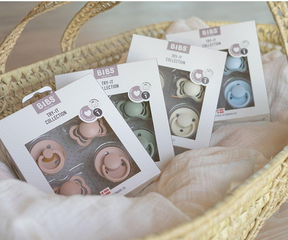 Pack 4 chupetas BIBS Try-it Blush 0-6 meses
