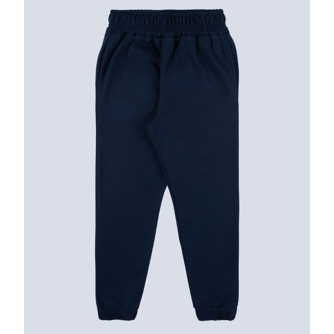 Calças básicas azul marinho 4-10 anos