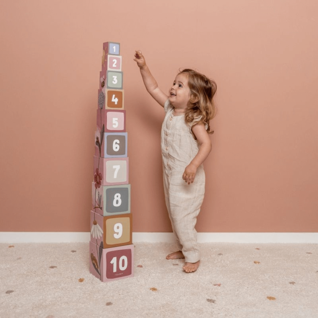 Cubos de empilhar em cartão - Flowers & Butterflies