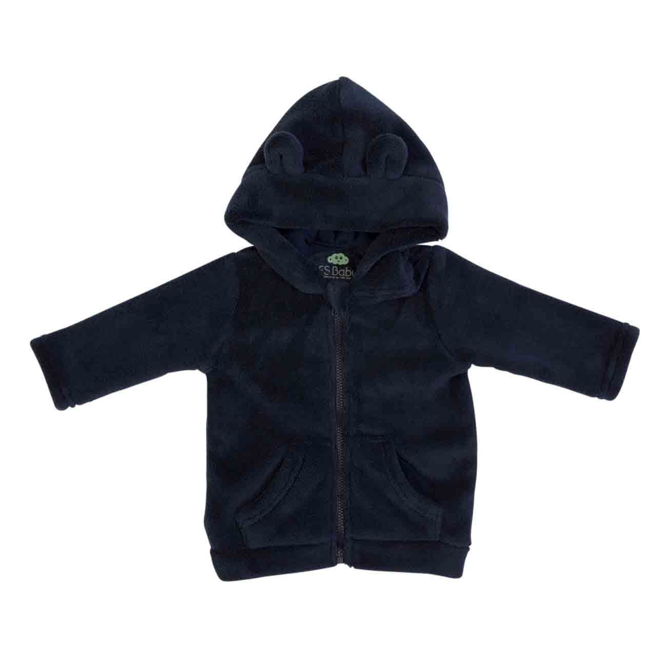 Casaco de bebé azul escuro com capuz e bolsos