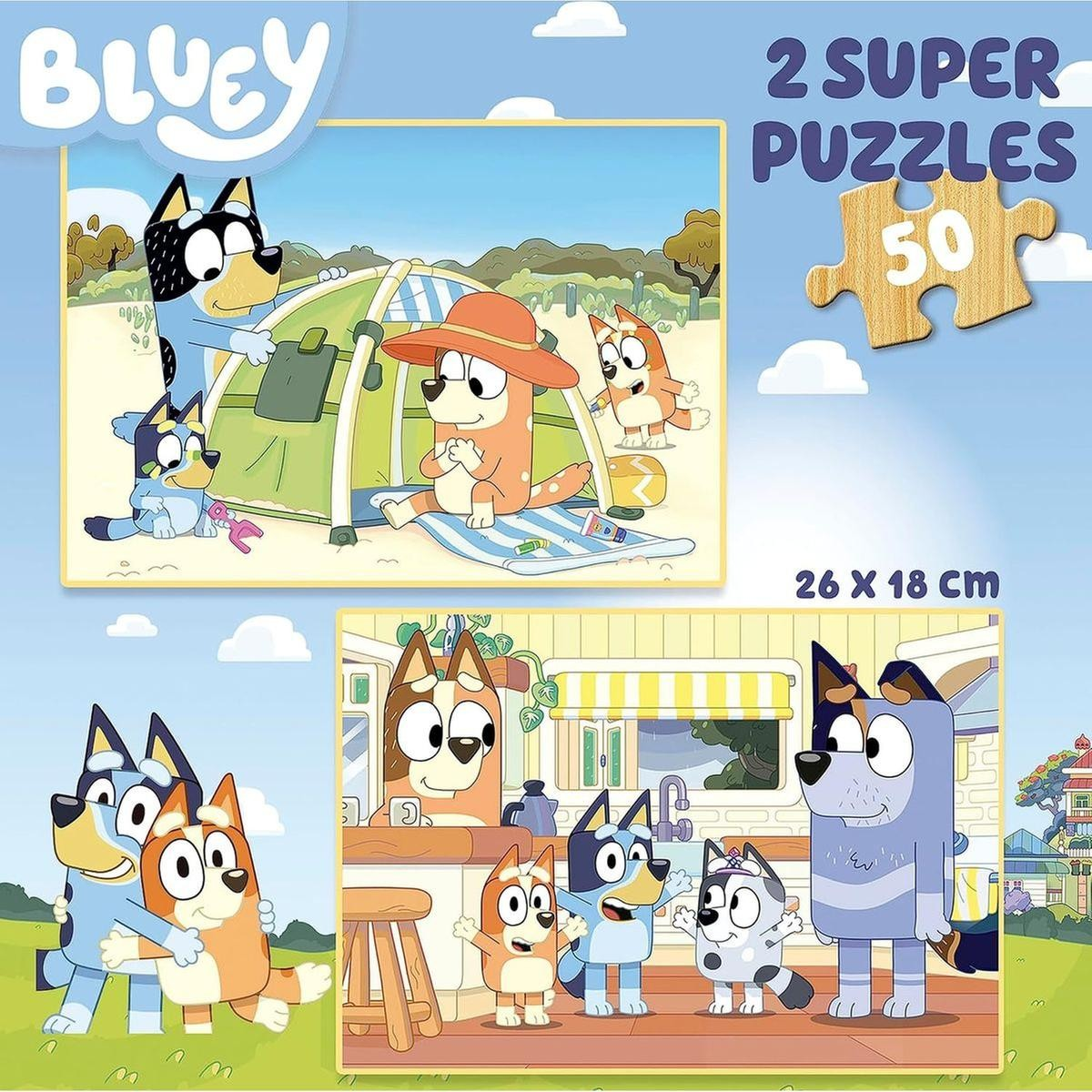 Puzzle Bluey 2x50 peças em madeira