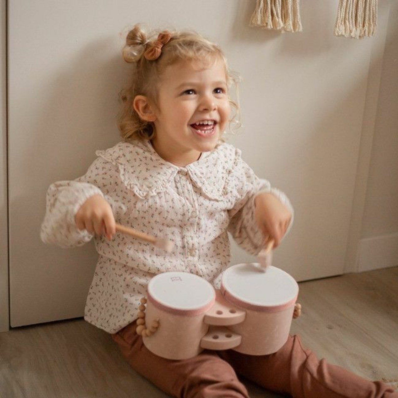 Tambores em madeira - rosa