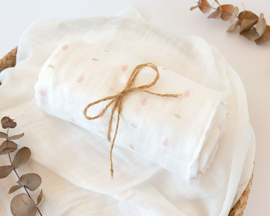 Musselina bambu estampado Rosa