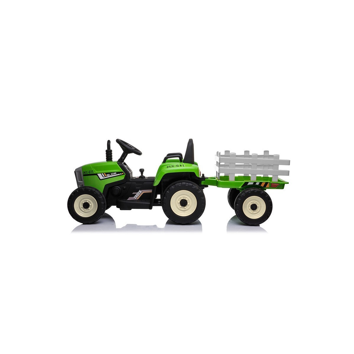 Trator Ceres elétrico 12V com reboque - verde