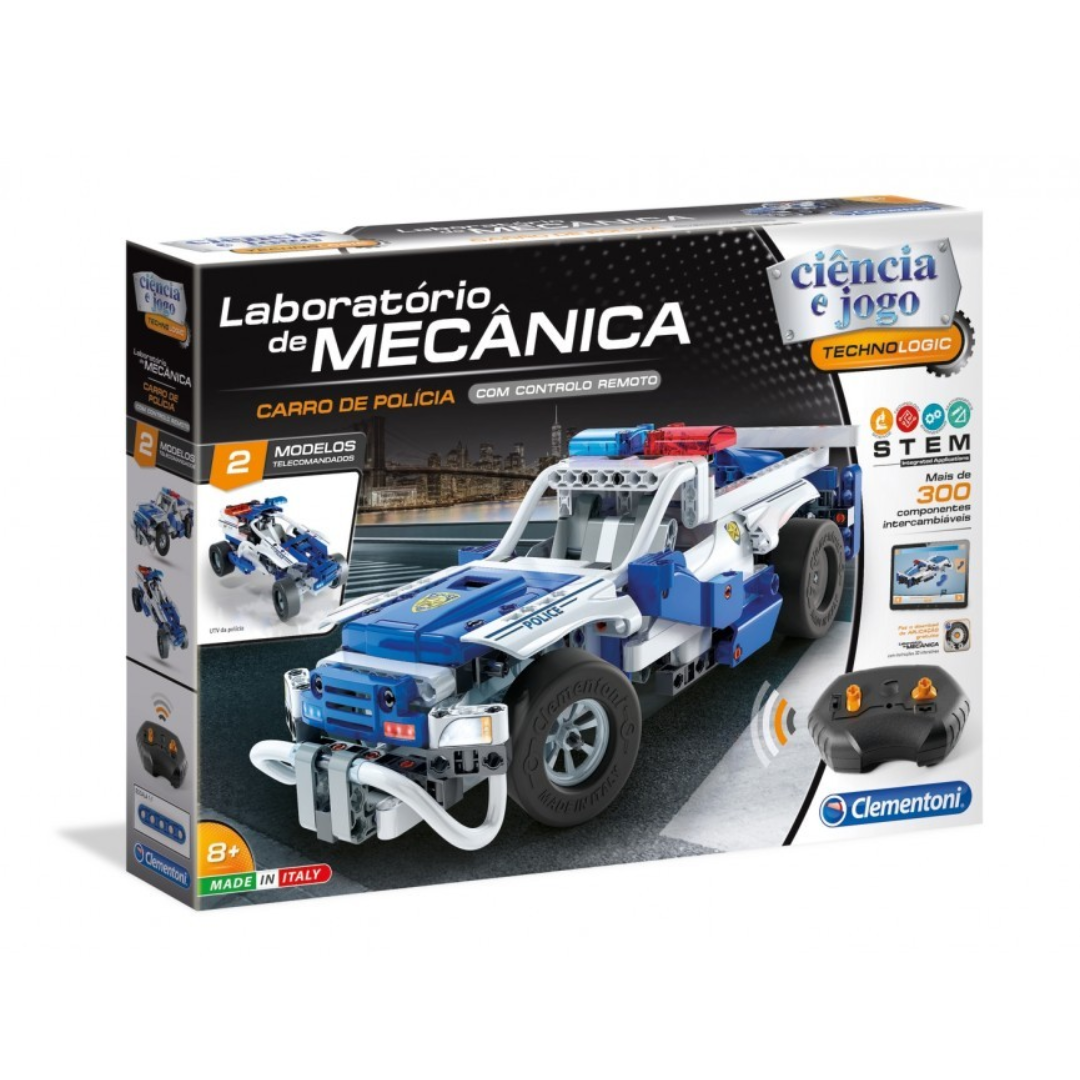Laboratório de mecânica carro de polícia telecomandado