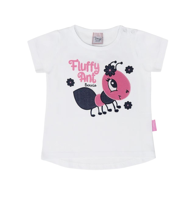 Conjunto t-shirt e calções Formiga branco 6 meses - 8 anos