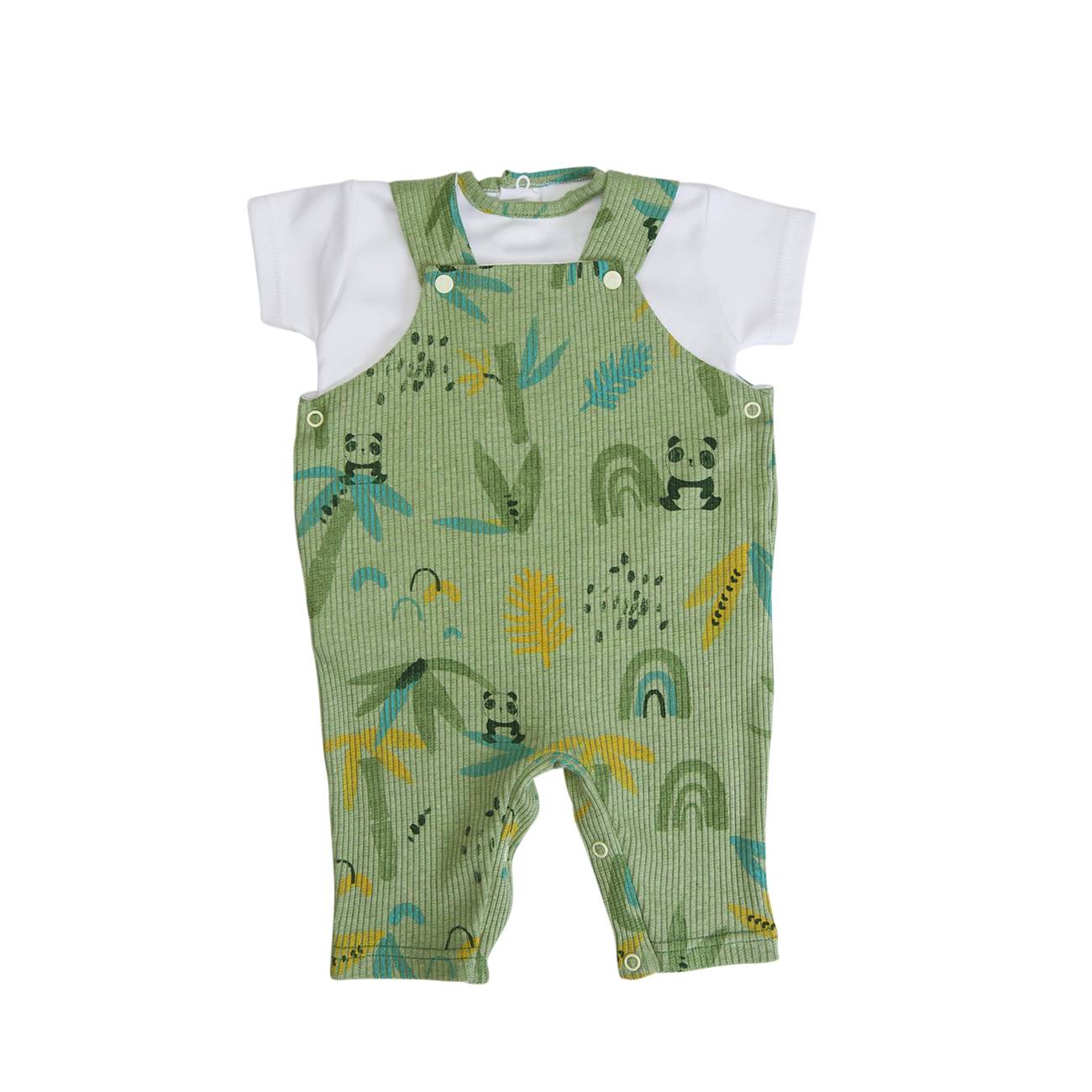 Conjunto jardineira e t-shirt Panda - 18 meses