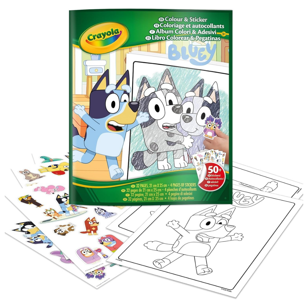 Livro de colorir Bluey com autoculantes