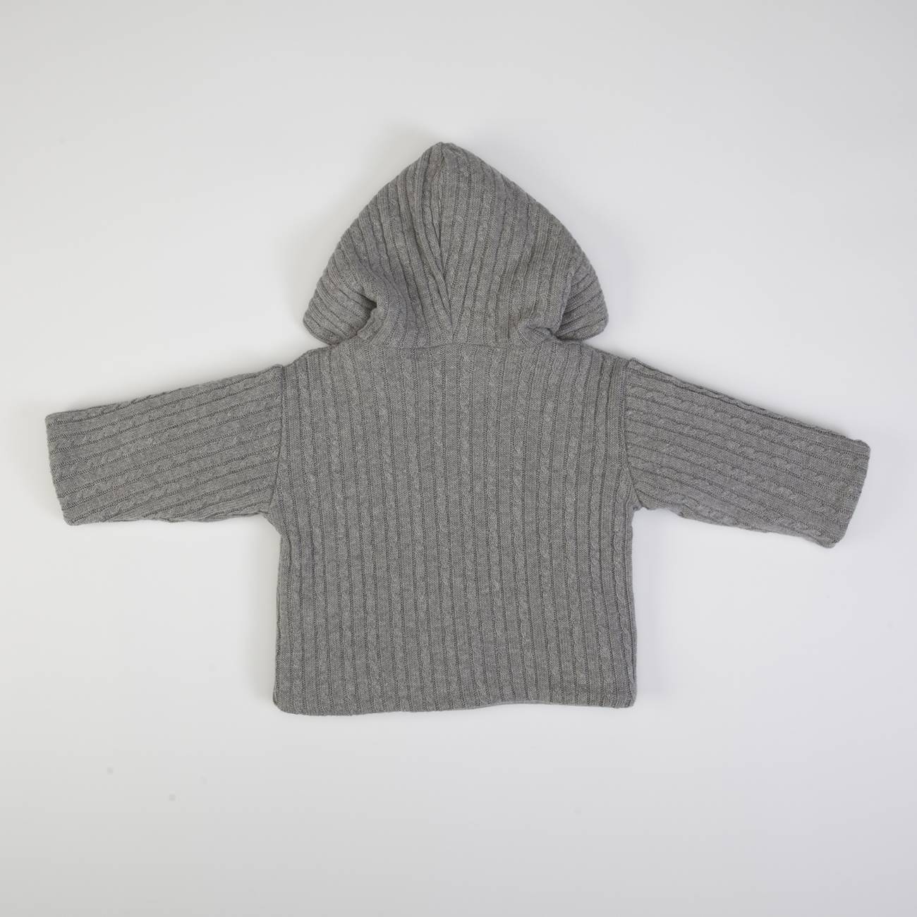 Camisola cinzenta com capuz para criança em tecido canelado