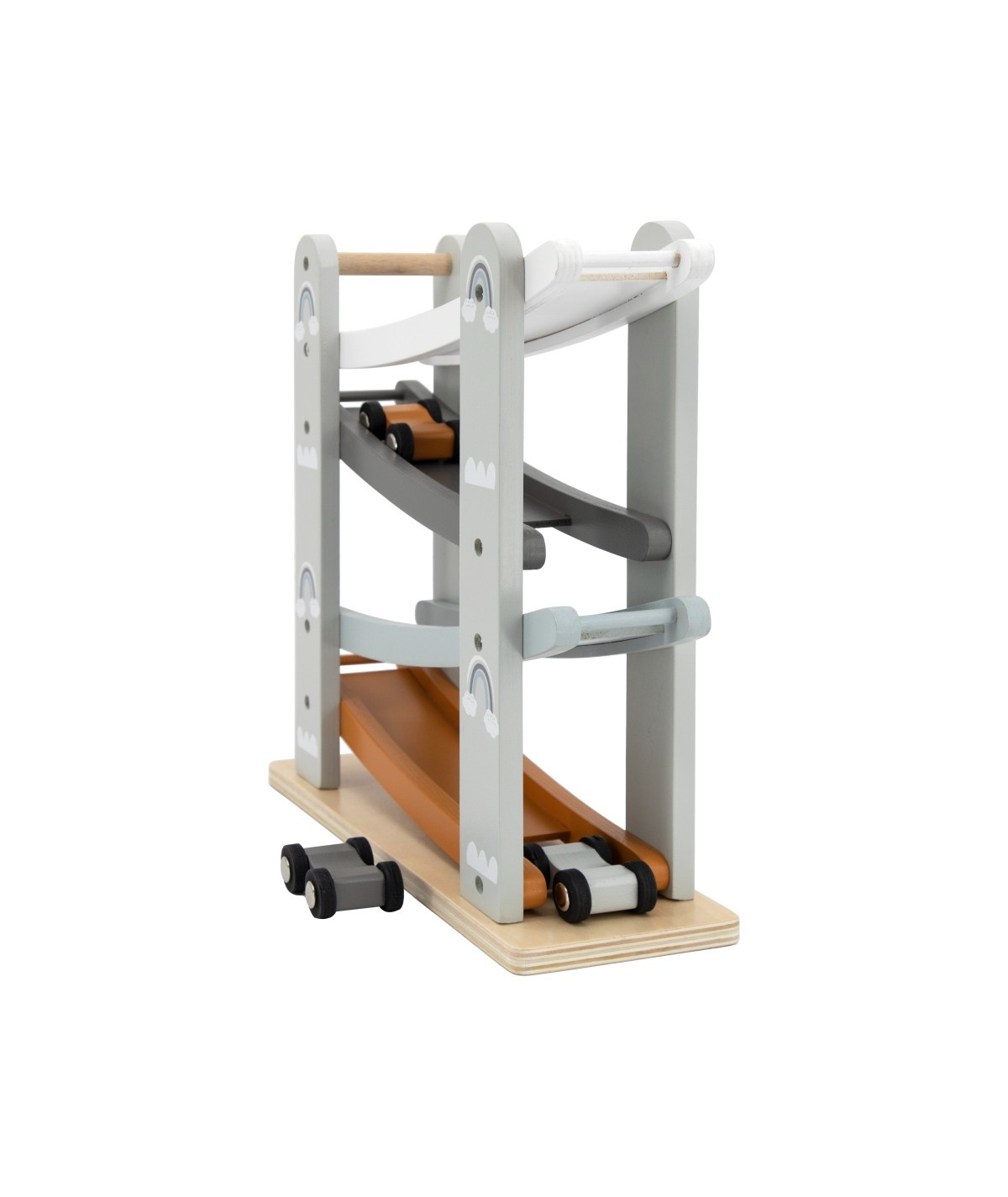 Pista de carros zigzag em madeira