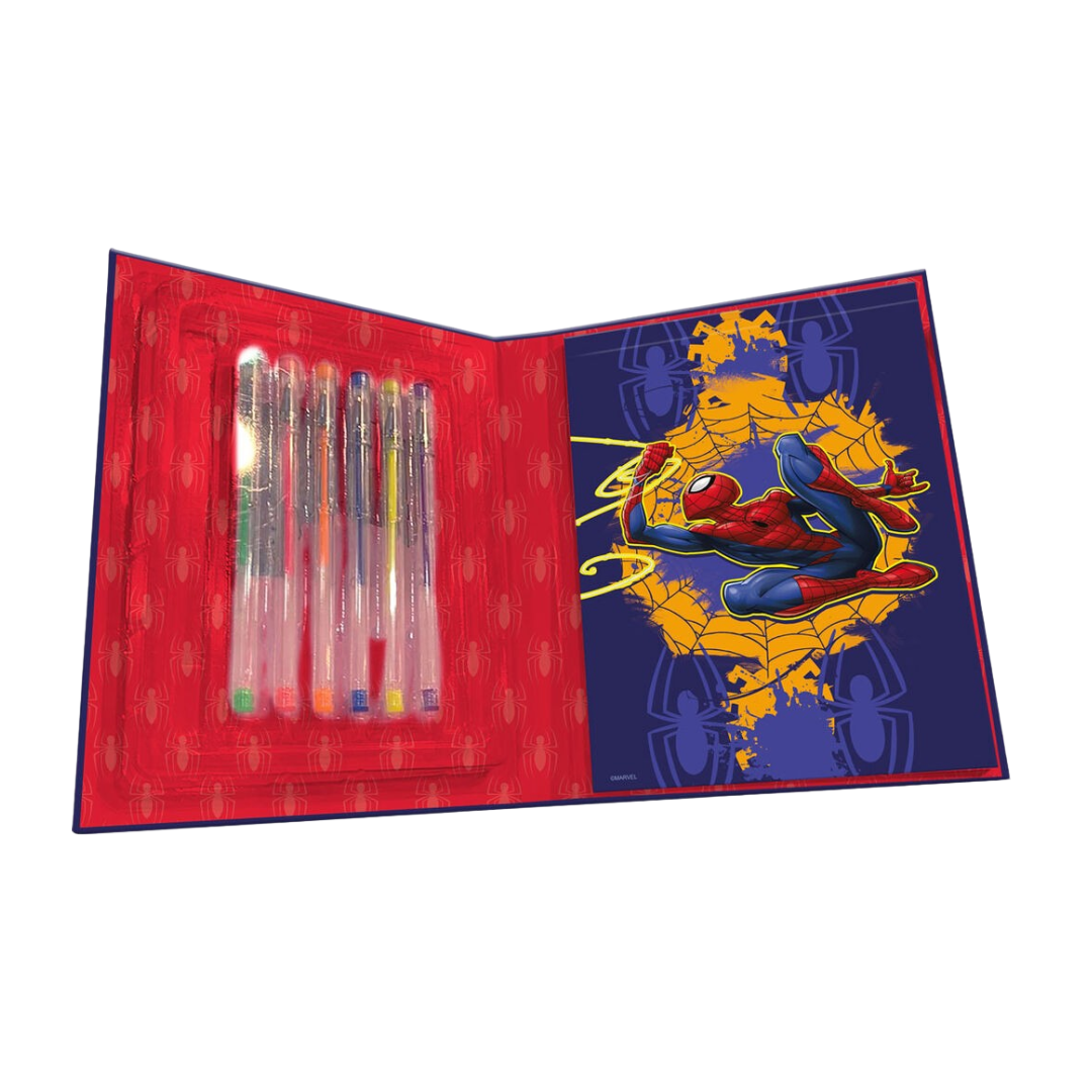 Conjunto para colorir e escrever c/ canetas de gel Spider-Man