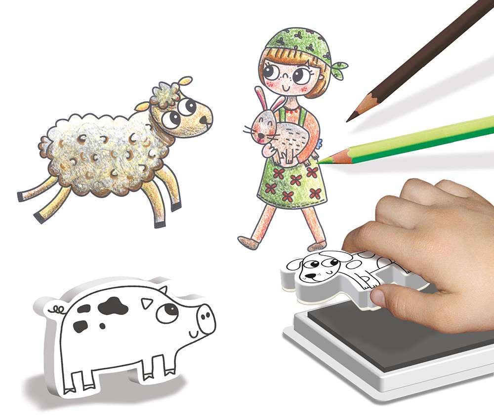 Jogo de carimbos e colorir - Animais da quinta