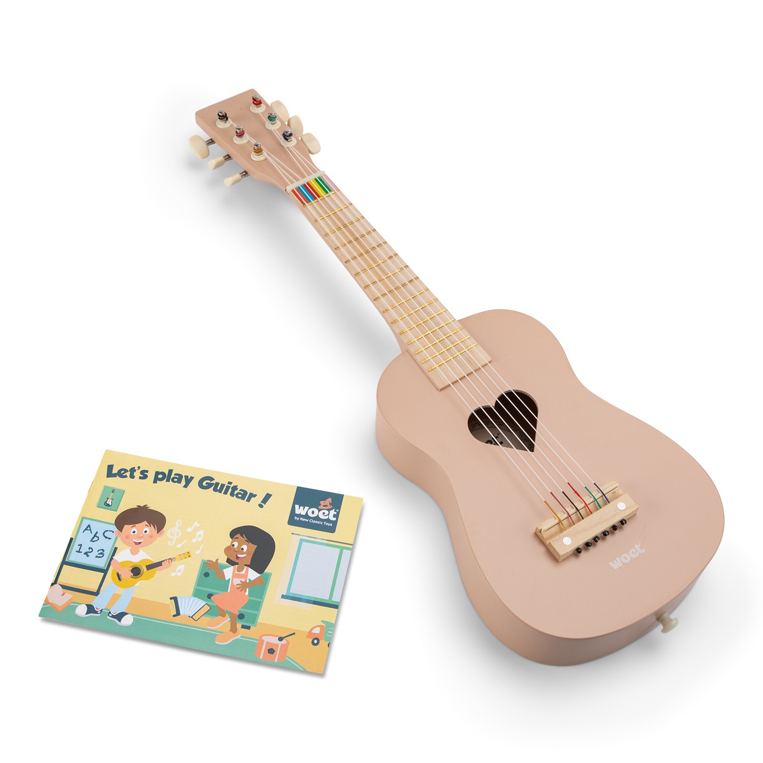 Guitarra Heart em madeira - Rosa