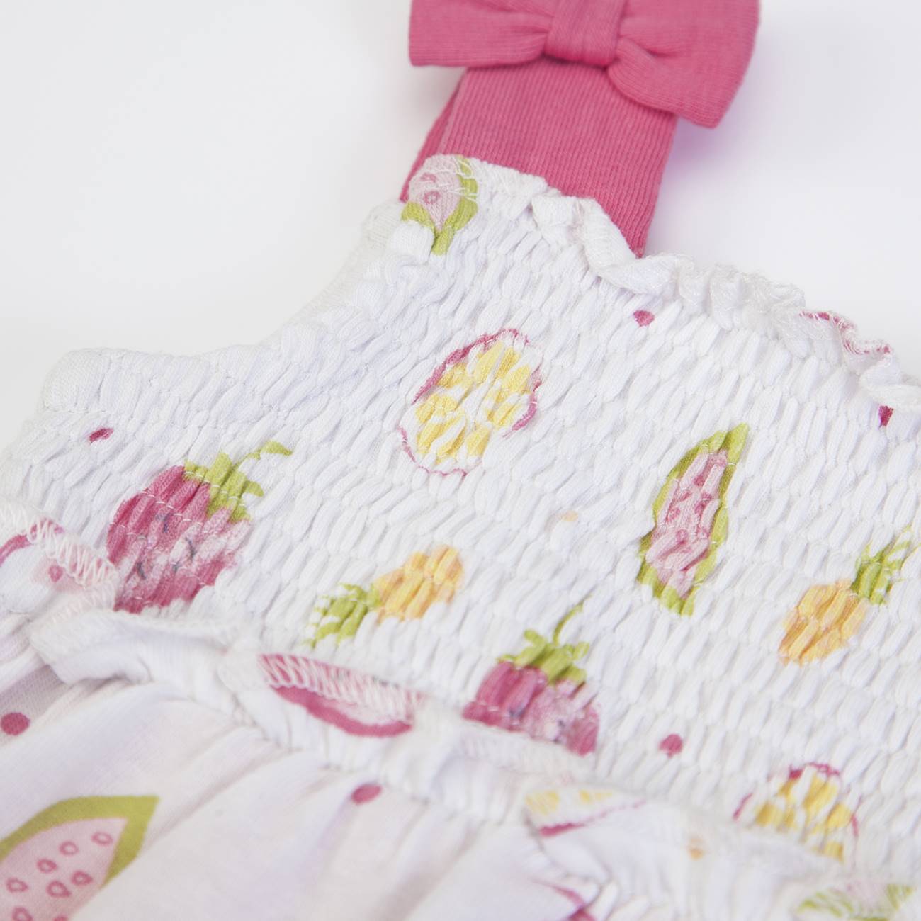Macacão vestido orgânico Frutas 9-12 meses