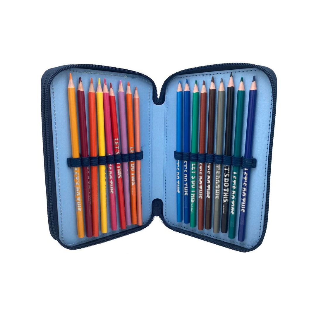 Estojo duplo com material escolar Bluey