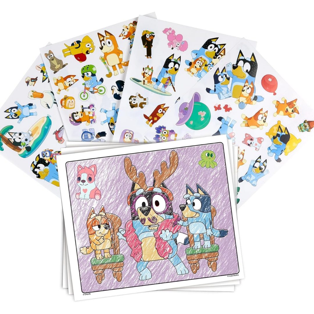 Livro de colorir Bluey com autoculantes
