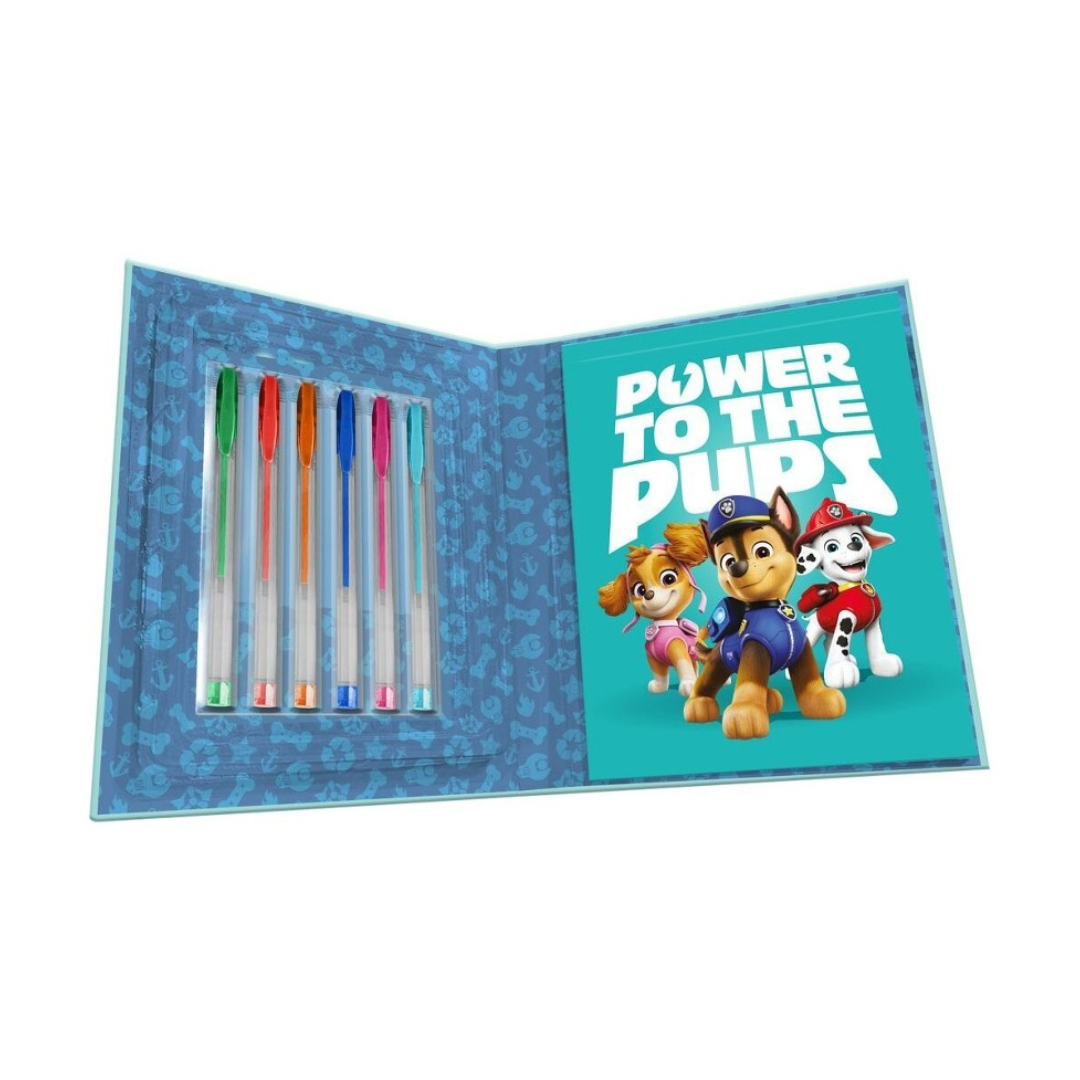 Conjunto para colorir e escrever c/ canetas de gel Patrulha Pata