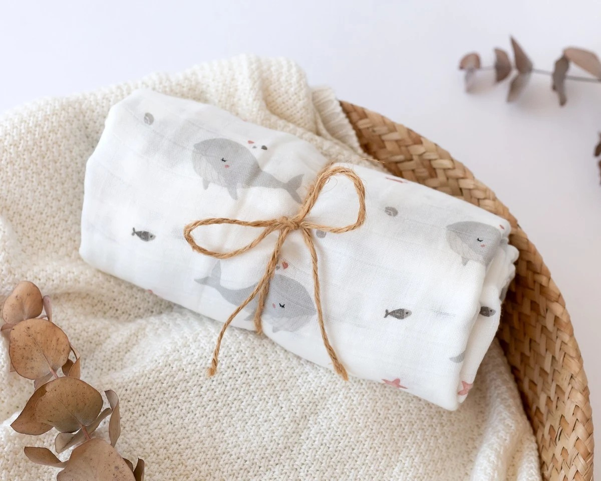 Musselina bambu estampado Oceano