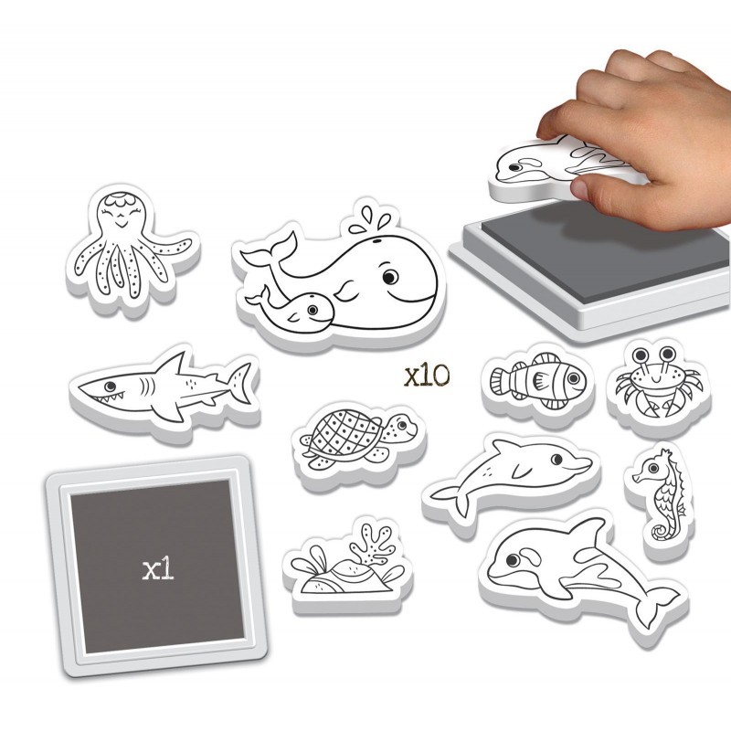 Jogo de carimbos e colorir - Oceano