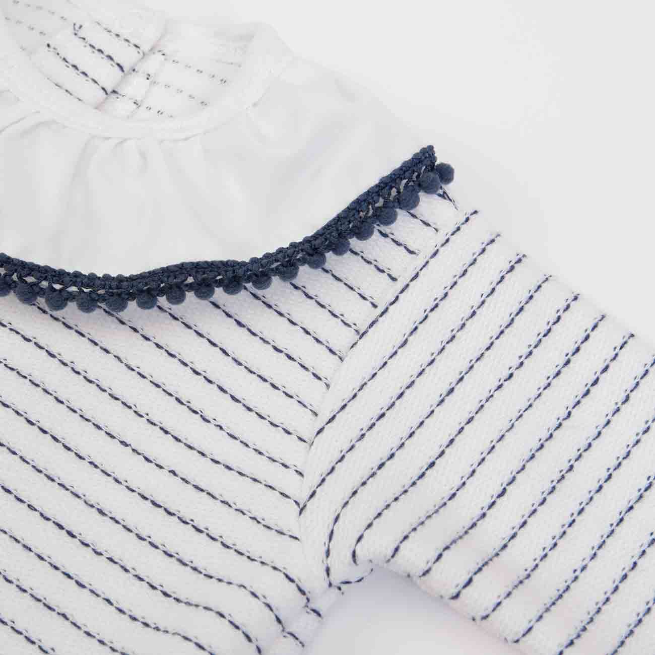 Vestido listrado azul com gola 3-9 meses