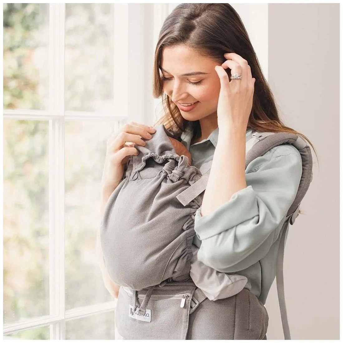 Mochila porta-bebés ergonómica E-Carrier - Cinza