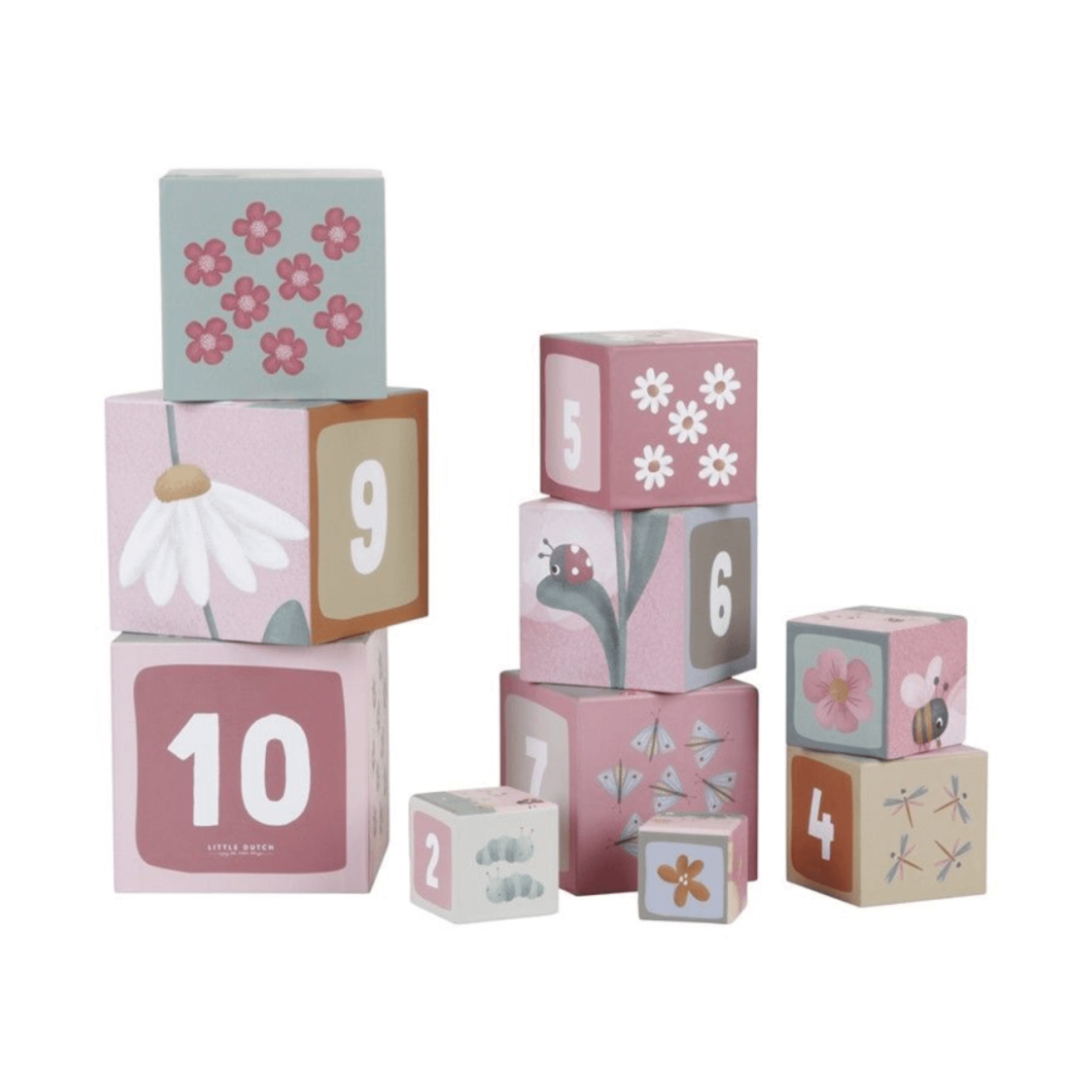 Cubos de empilhar em cartão - Flowers & Butterflies