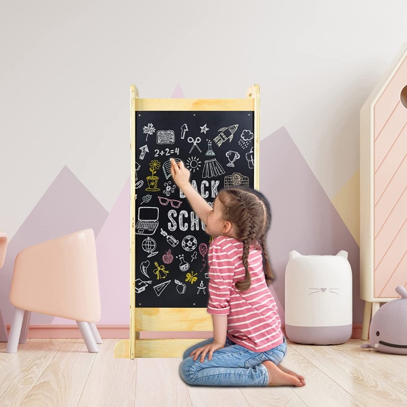 Torre de aprendizagem Montessori - Branco ou Madeira Natural