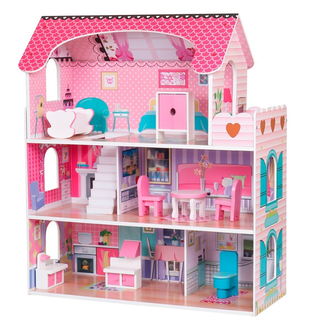 Casa de bonecas em madeira 62x27x70cm