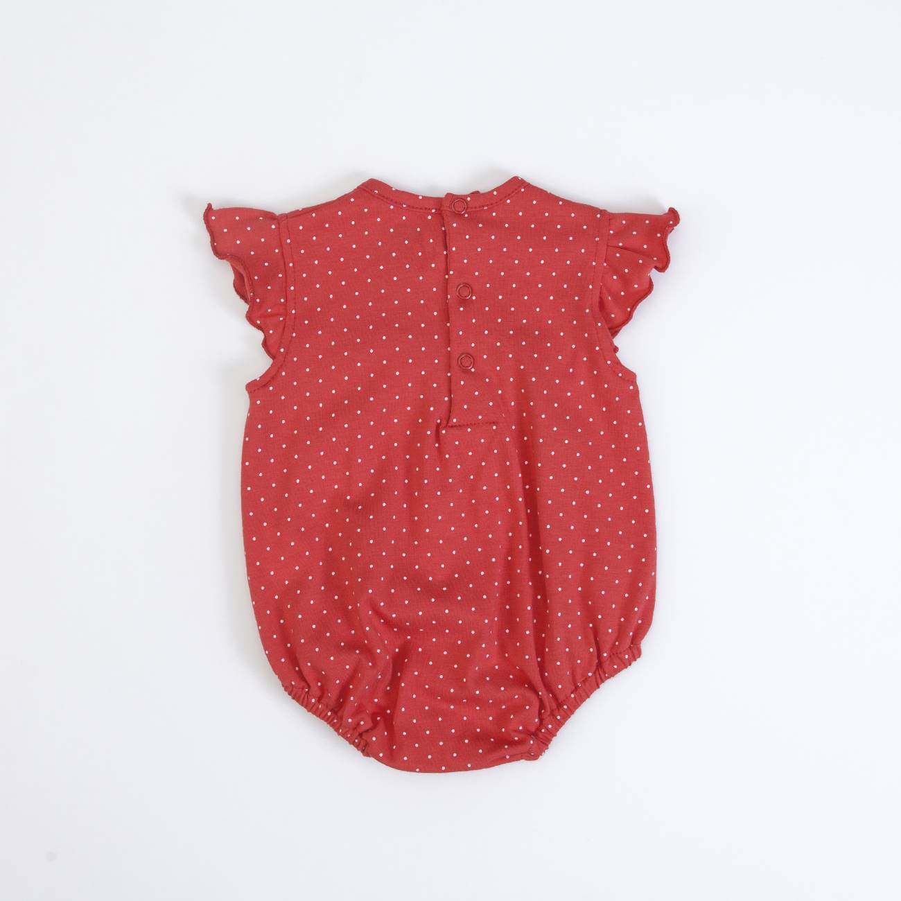 Macacão vermelho às bolinhas 6-12 meses