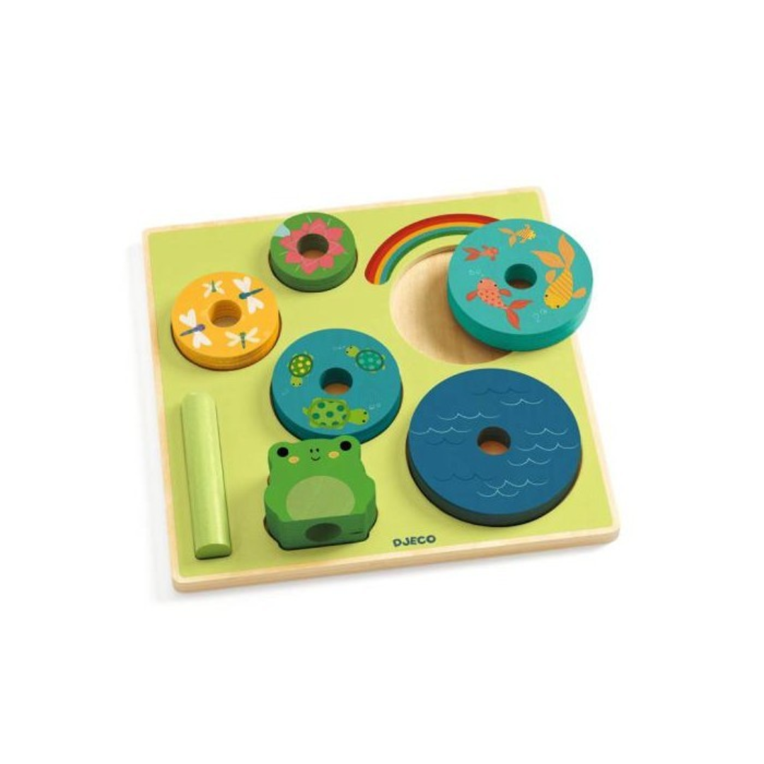 Puzz & Stack Rainbow - Puzzle em madeira e Torre de empilhar