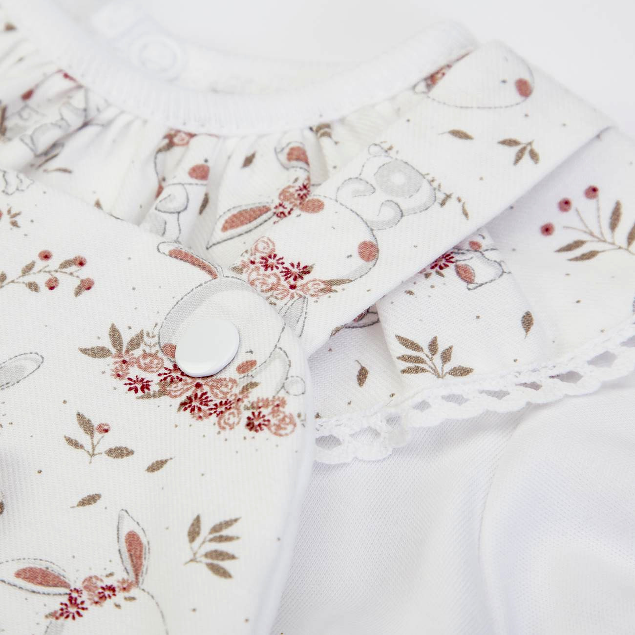 Conjunto jardineira e body orgânico Coelhinhos 12-18 meses