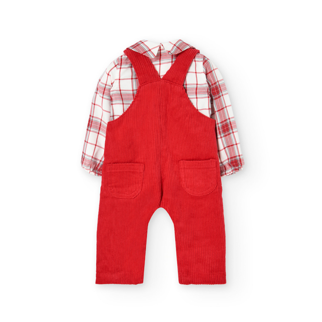 Conjunto jardineira e camisa xadrez 1-24 meses